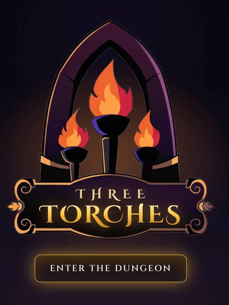 Three Torches splash screen logo with the torch archway