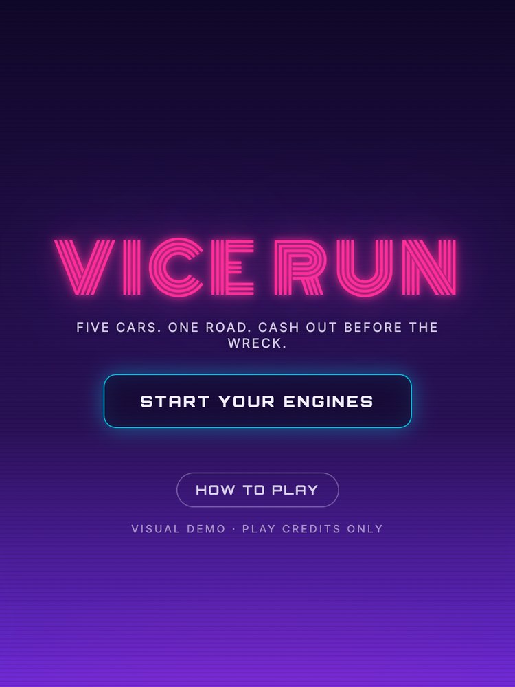 Vice Run neon wordmark from the game splash screen